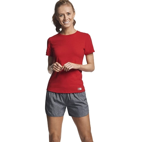 Women's Red Cotton Short Sleeve Performance T-Shirts - Picture 4 of 4